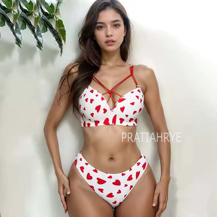 Premium Softest Heart Print Bikini set