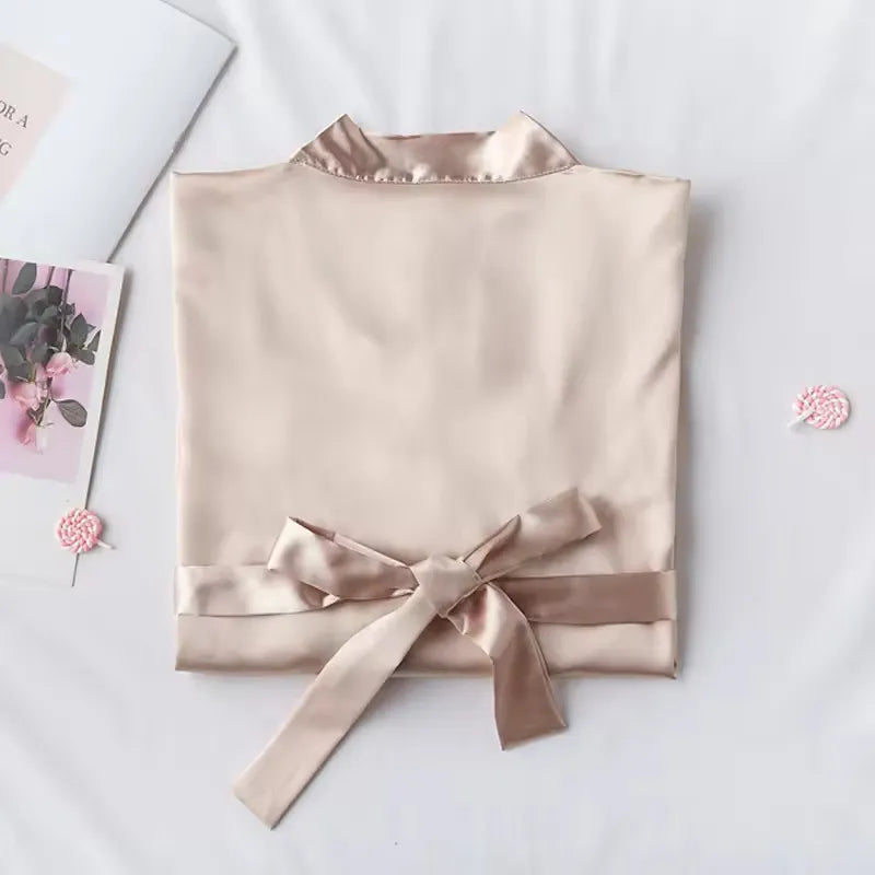 Embroidery Bride &amp; Bridesmaids Silk Satin Robe