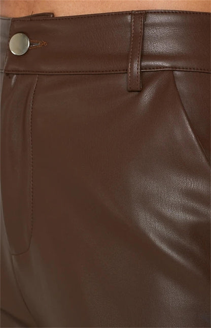 High-Waist Wide Leg Faux Leather Pant