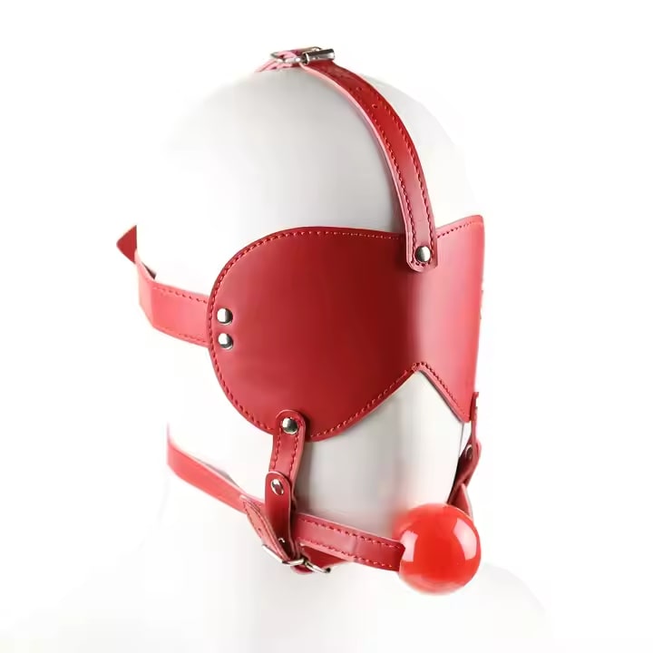 Leather Eye mask with Mouth Gag Ball