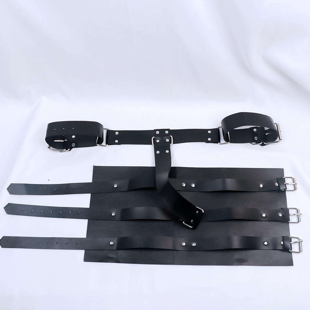 Leather Bondage Back Handcuff Restraint Harness