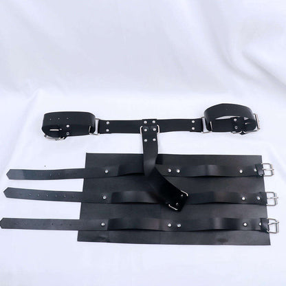Leather Bondage Back Handcuff Restraint Harness