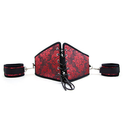 6pc Bondage Corset Red Lace Kit