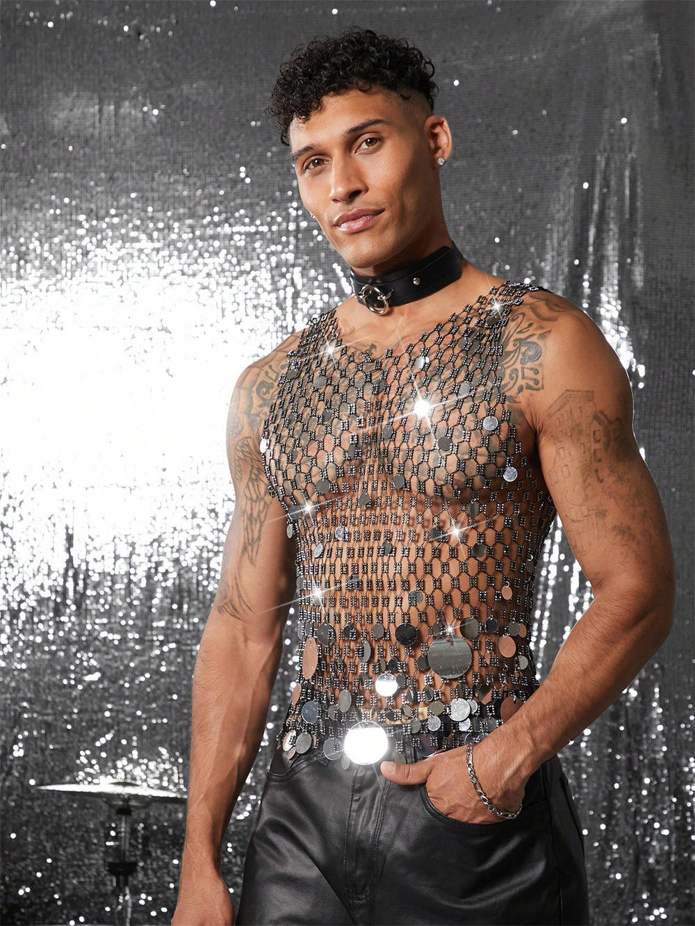 Men’s Sheer Diamond Mesh Top