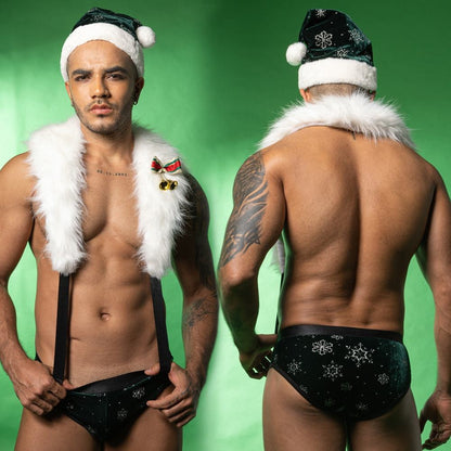 Men Furry Santa Roleplay Dress with Cap