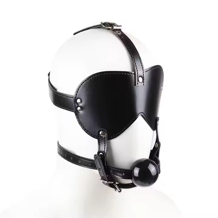 Leather Eye mask with Mouth Gag Ball