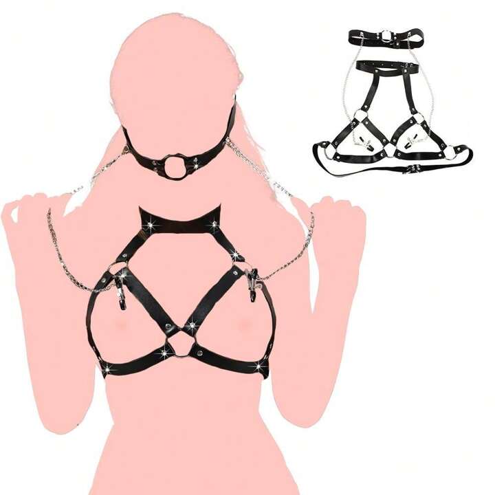 Chest Harness with Gag strap &amp; Nipple Clamp