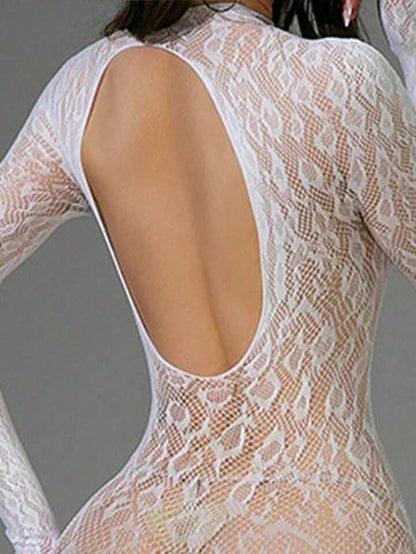 Leopard Fishnet Finger Cut Bodystocking