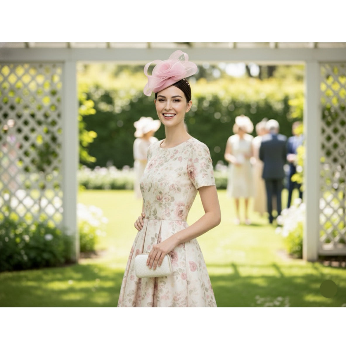 Elegant Pink Mesh Fascinator Hat with Floral Design