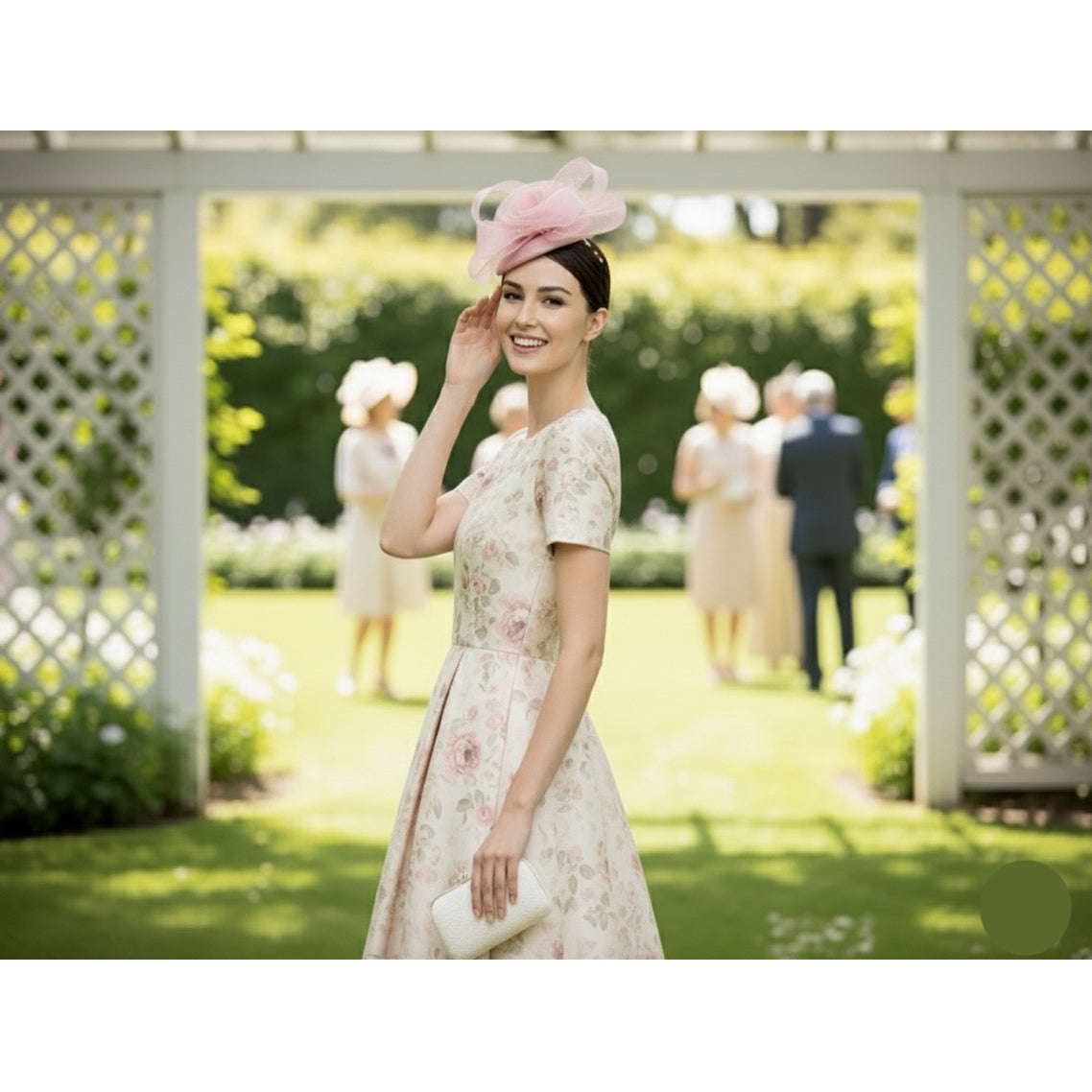 Elegant Pink Mesh Fascinator Hat with Floral Design