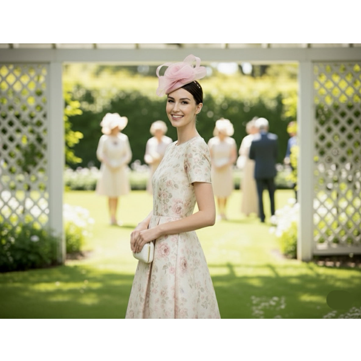 Elegant Pink Mesh Fascinator Hat with Floral Design
