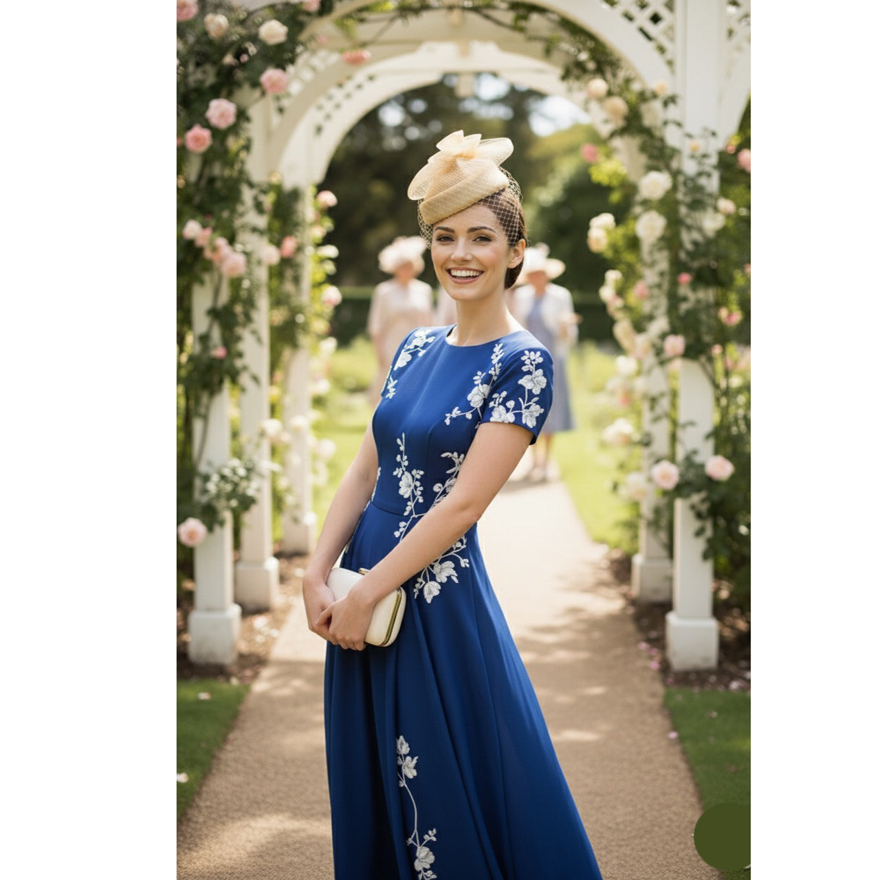 Elegant Beige Floral Fascinator with Net Veil