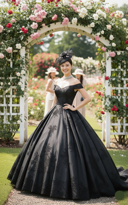 Classic Black Rose Fascinator Hat