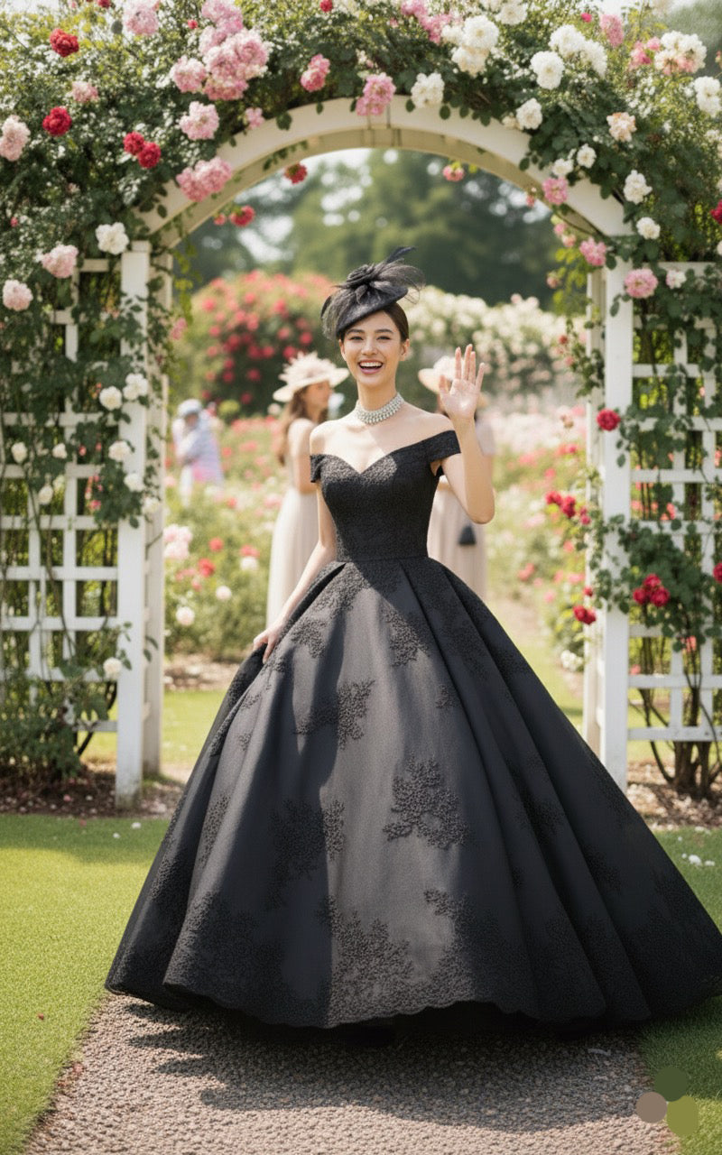 Classic Black Rose Fascinator Hat