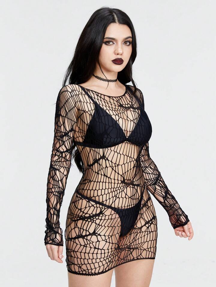 Halloween Spider Fishnet Dress