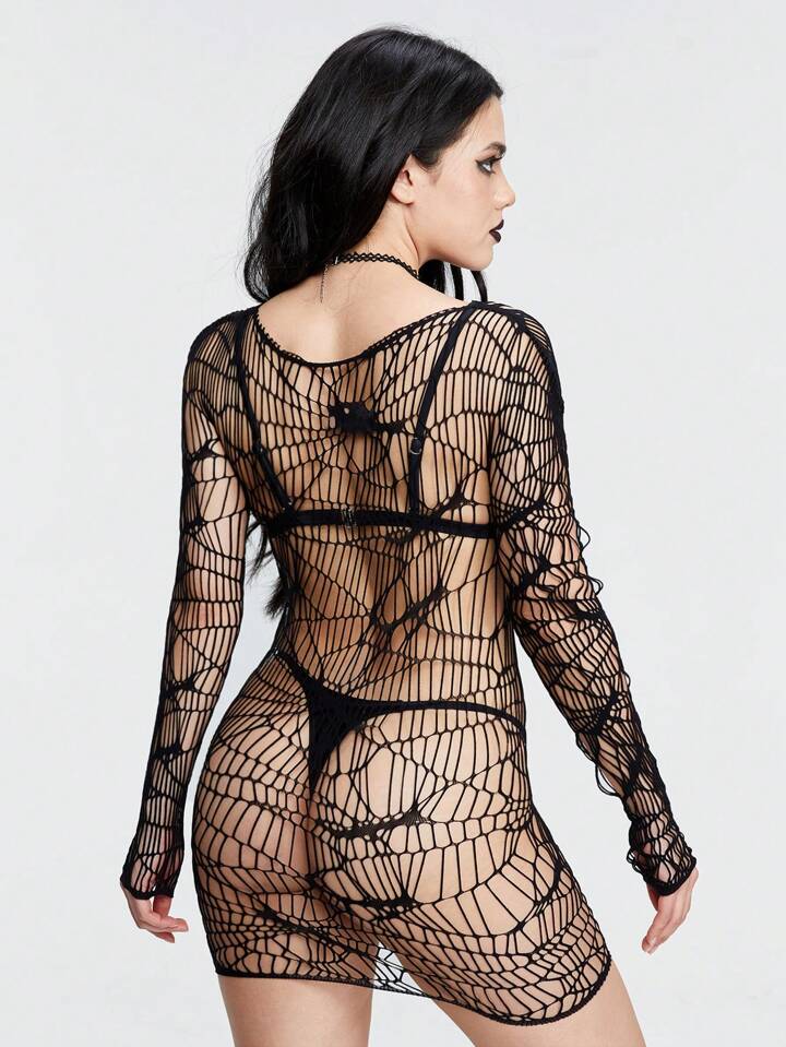 Halloween Spider Fishnet Dress