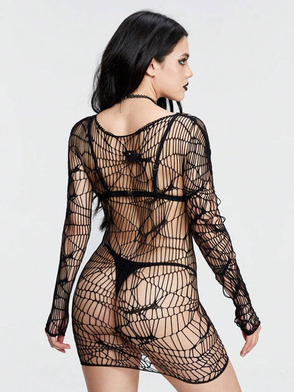 Halloween Spider Fishnet Dress