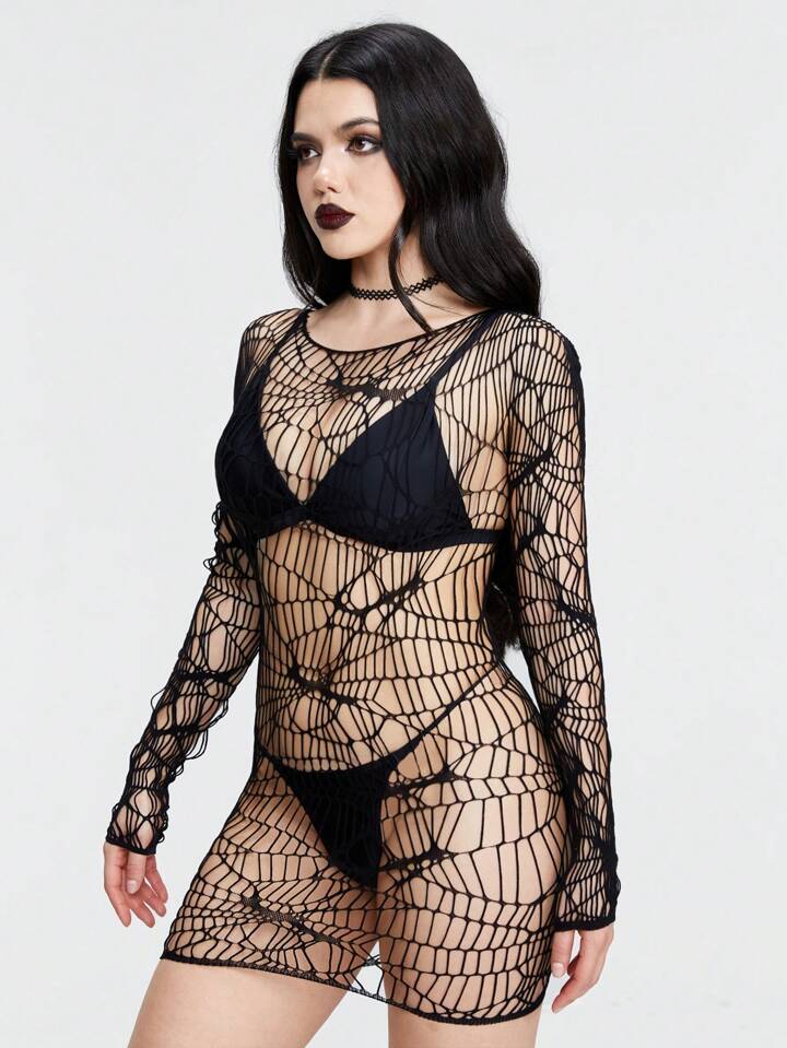 Halloween Spider Fishnet Dress