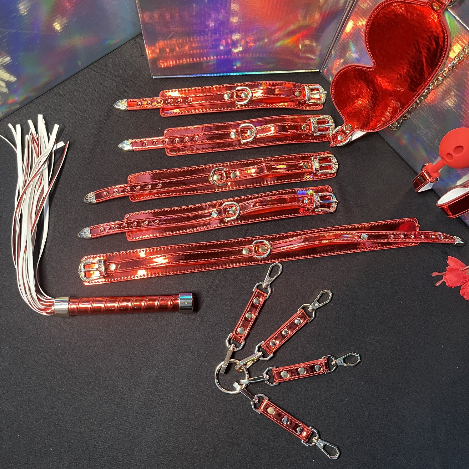 10Pc Shiny Bondage Restraint BDSM KIT