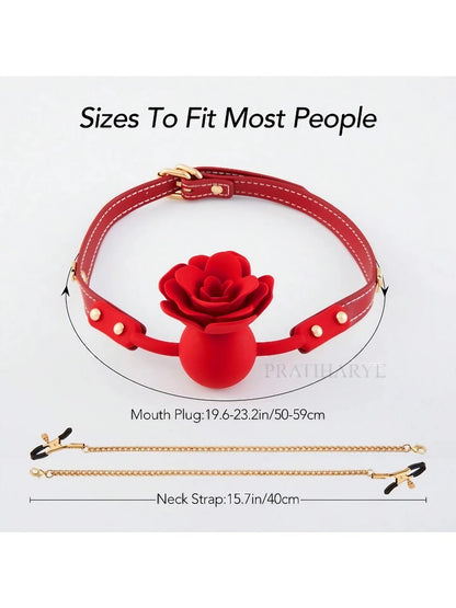 Premium Rose Gag Ball with Nipple Clamps