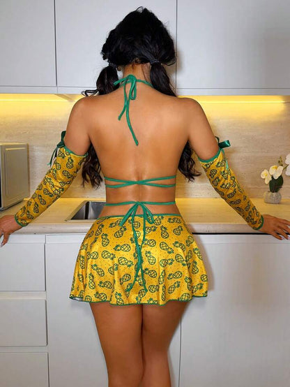 Pineapple Sexy Bow Lingerie Set