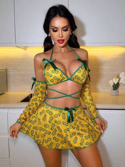 Pineapple Sexy Bow Lingerie Set