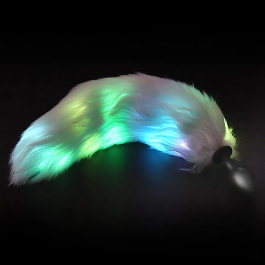 LED Glowing Fox Tail with Silicone Plug Blue