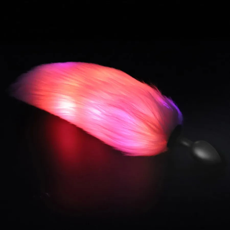 LED Glowing Fox Tail with Silicone Plug Pink