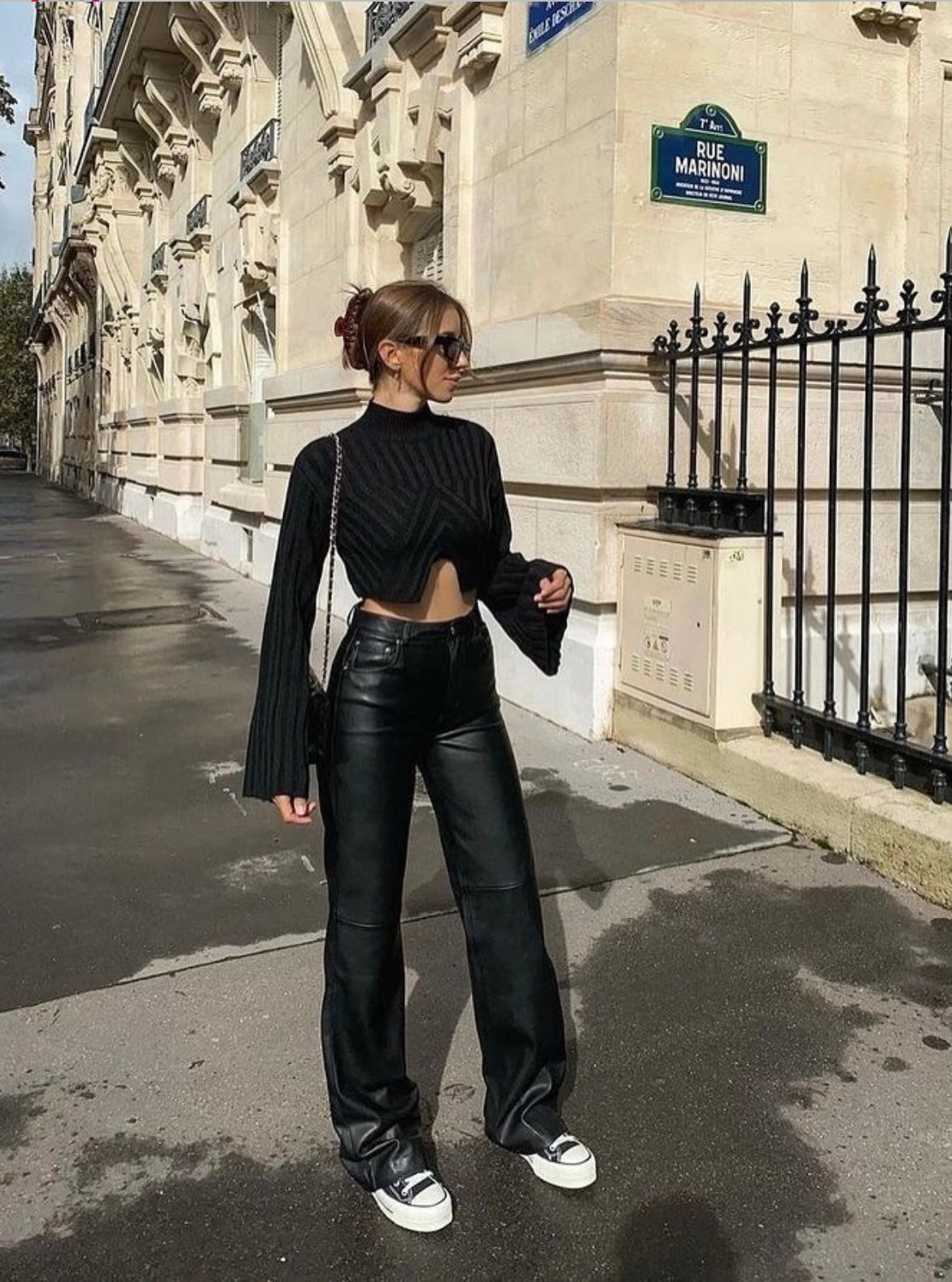 High-Waist Wide Leg Faux Leather Pant