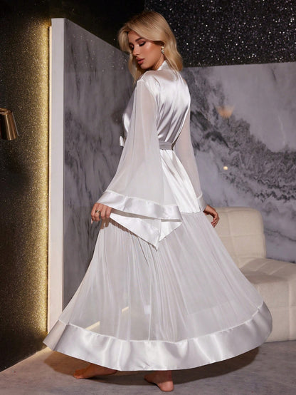 Ethereal Luxury Glow Sheer Satin Robe