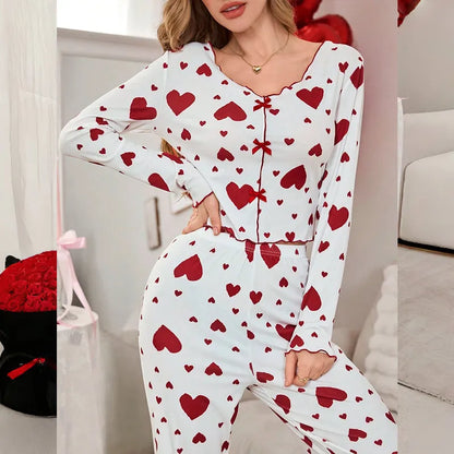 Women’s Heart Print Co-ord Pajama Set