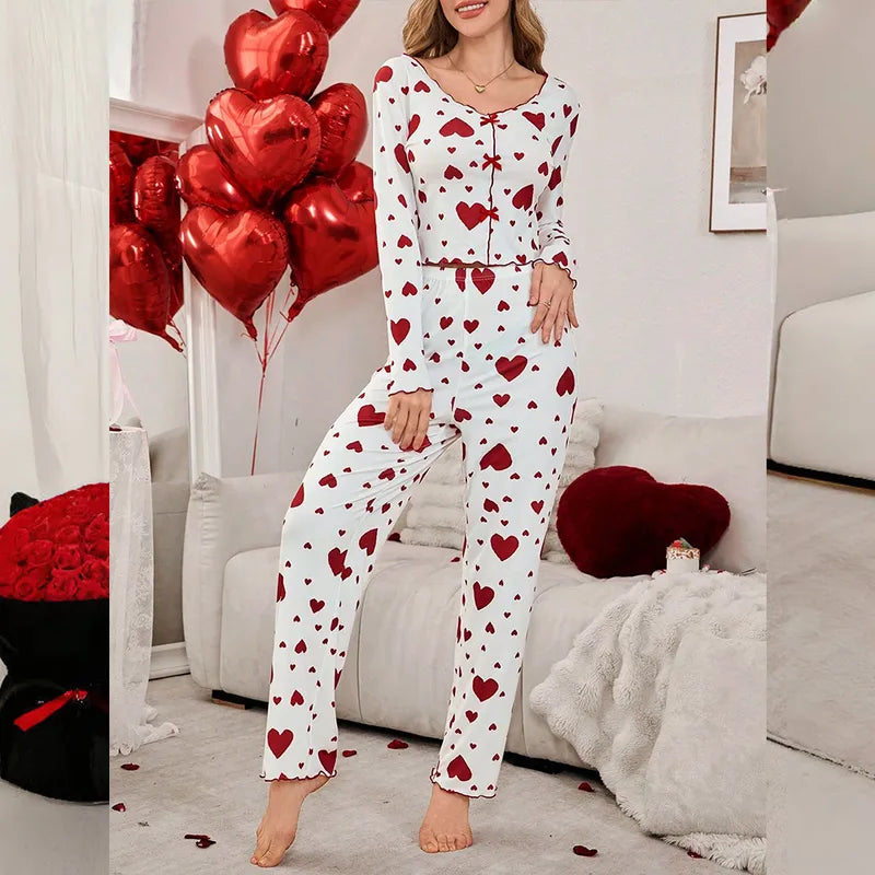 Women’s Heart Print Co-ord Pajama Set