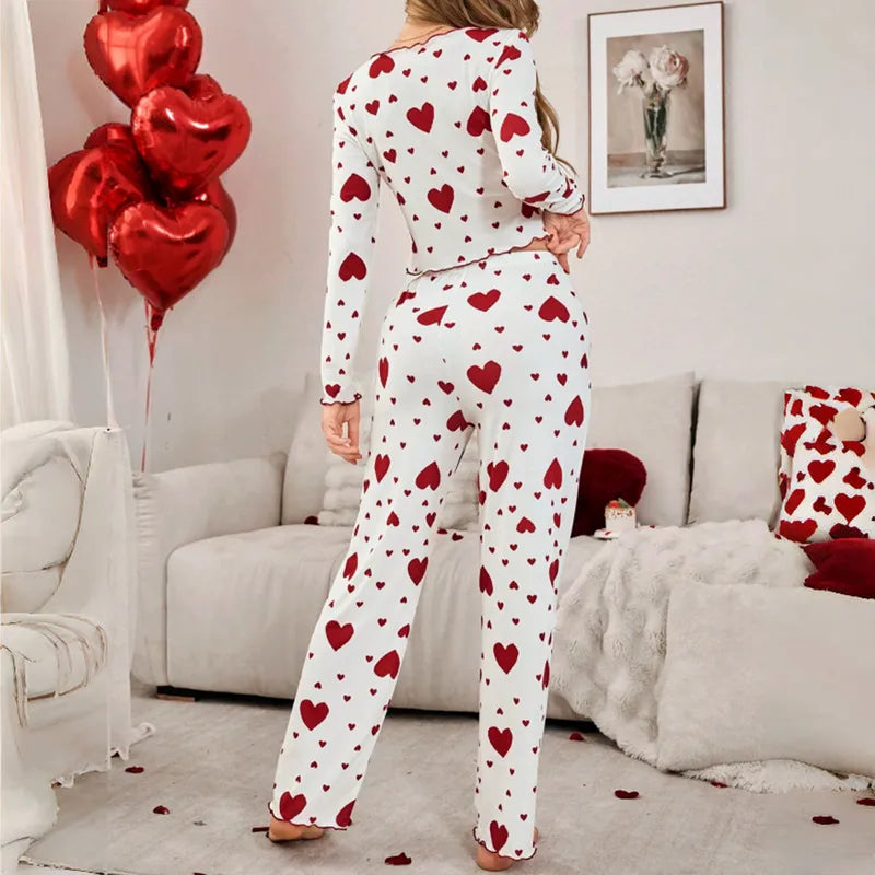 Women’s Heart Print Co-ord Pajama Set