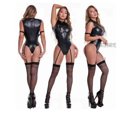 Roleplay outfits 
Roleplay lingerie 
Women roleplay costumes 
Roleplay lingerie India 
Roleplay dresses
Matte Latex Bodysuit with Stocking