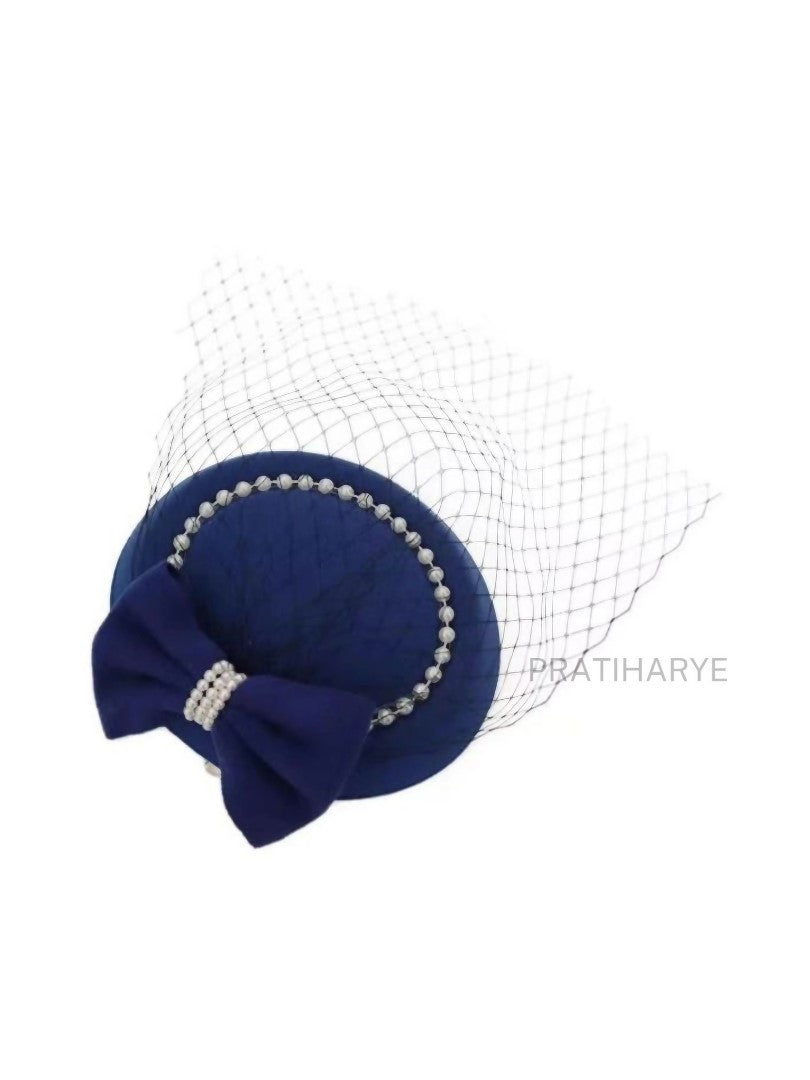 Pearl Bow Mesh net Fascinator Hat | HAT-11