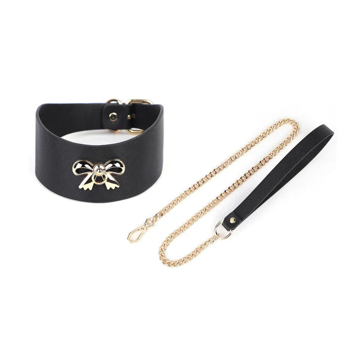 Premium Faux Leather Bow Collar Leash