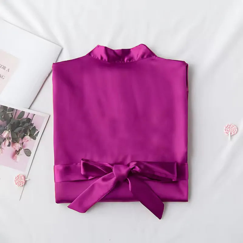 Embroidery Bride &amp; Bridesmaids Silk Satin Robe