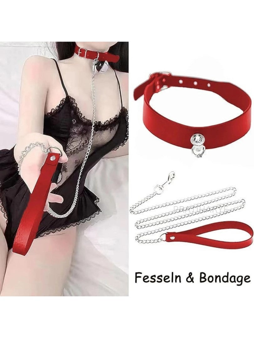 Pu leather Metal Chain Collar leash