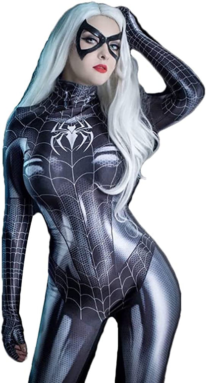 Pratiharye Sexy Superhero Cosplay Bodysuit Halloween - Spider Costume with back zip - No Cortch zip - No Mask