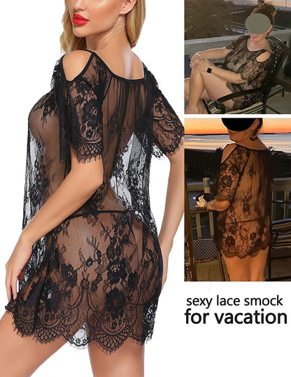 Pratiharye Women Chemises Lace Smock Lingerie Mini Babydoll