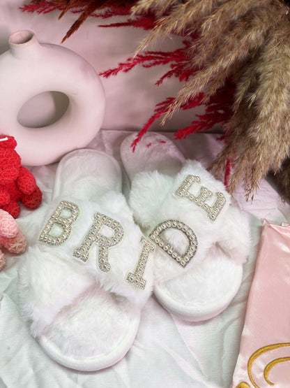 bridal slippers for women
wedding slippers for bride
luxury bride slippers
soft bridal house slippers
Premium Cute Fluffy Bride &amp; Wifey Slippers
