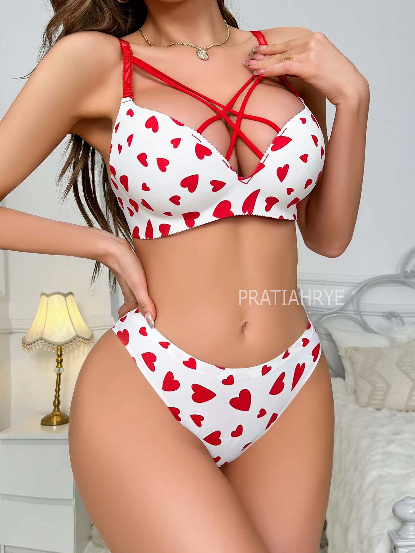 Premium Softest Heart Print Bikini set