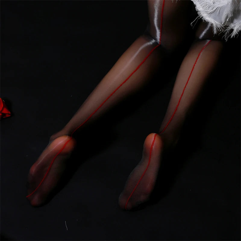 Noir Gloss Sheer Thigh-High Stockings