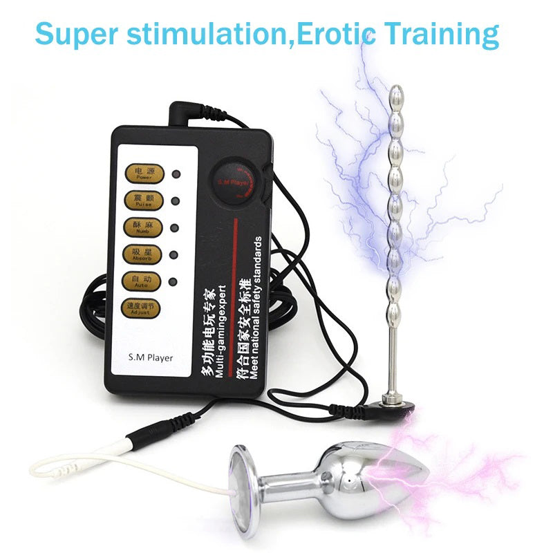 Electro Massager Butt/Anal Plug with Urethra Plug