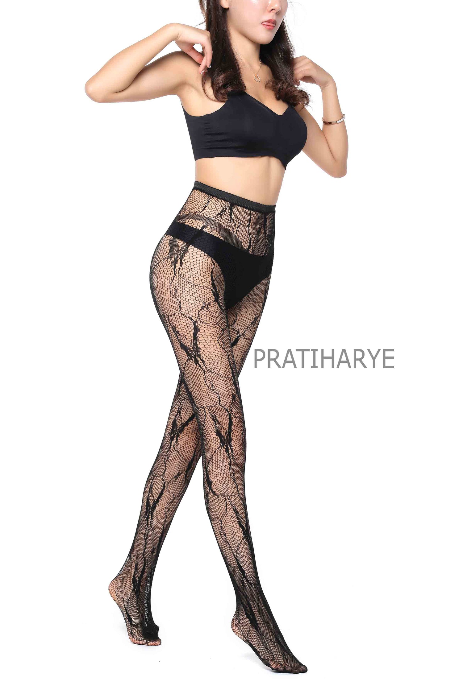 Lace Pattern High Waist Fishnet Pantyhose Stocking - D6