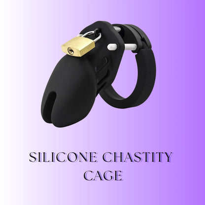 Silicone Male Chasity Cage lock with 5 Rings
