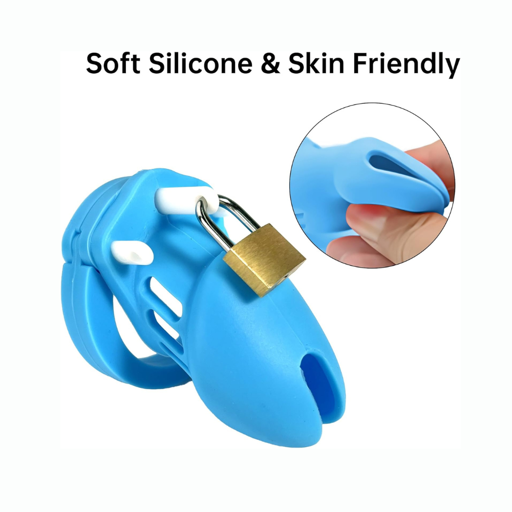 Silicone Male Chasity Cage lock with 5 Rings