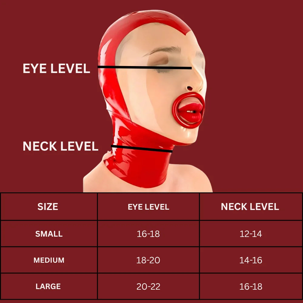 Premium Handmade Latex Glossy Style Head Hood - Red