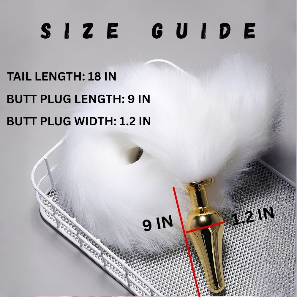 Premium Snow Fox Tail Steel Golden Butt Plug