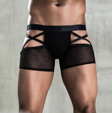 Men Sexy Lace Strappy Short